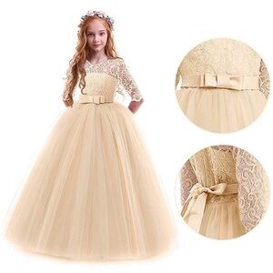 Elegant Cream Lace Flower Girl Dress
